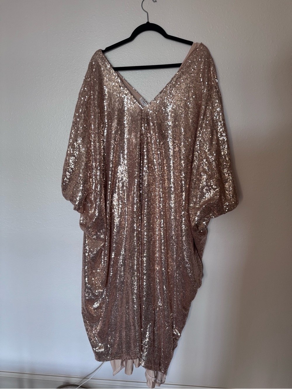 Jennafer Grace Sequin V-Neck Kaftan Dress in Rose Gold - Picture 9 of 9